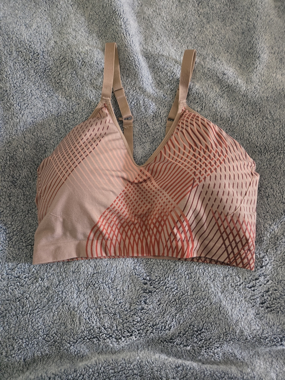 Yitty By Lizzo And Fabletics Peach and Coral Seamless Patterned Bralette